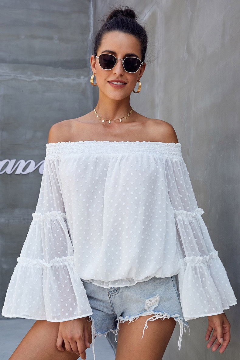 Flared Sleeved, Off-the-shoulder Loose Top