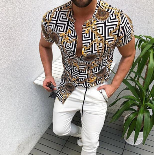 Men's Egyptian Key Design Shirt - Slim Fit