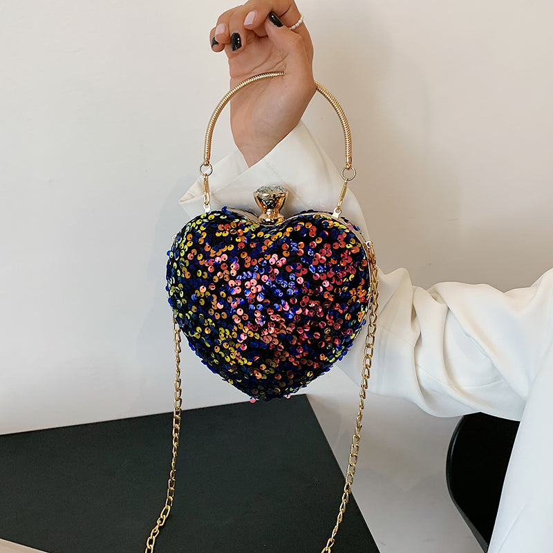 Sequined heart-shaped handbags