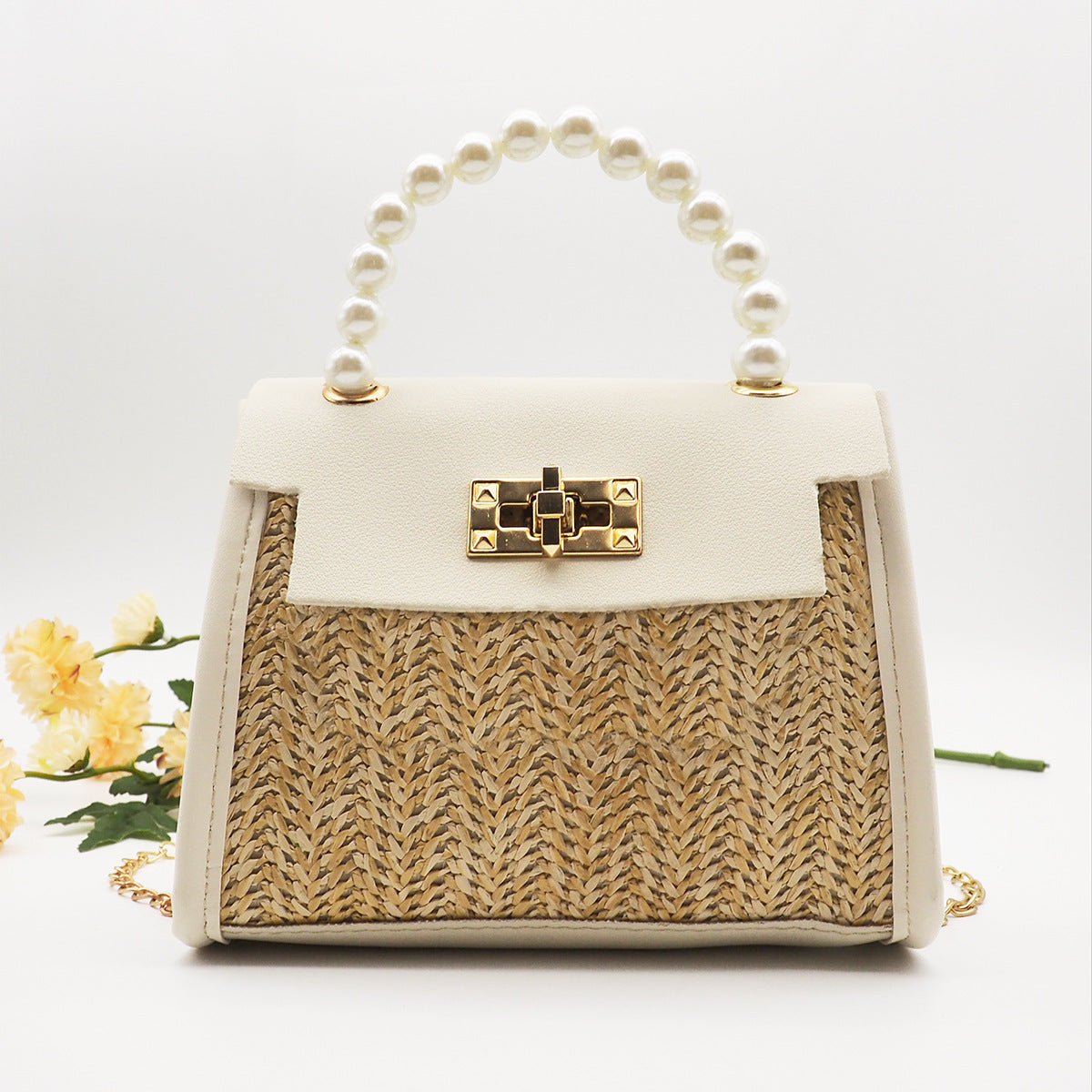 Straw Purse with Scarf Strap