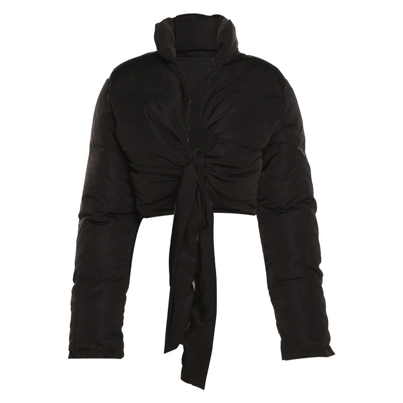 Puff Jacket With Tie Front