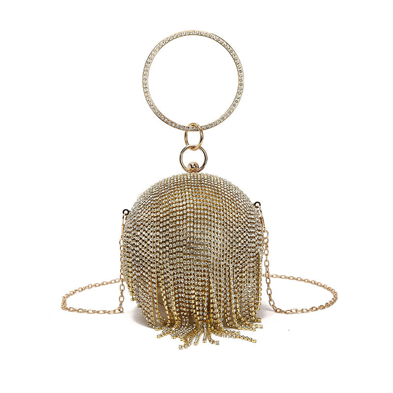 Tassel Rhinestone Ball Purse