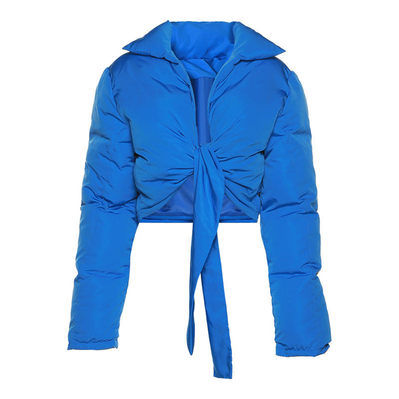 Puff Jacket With Tie Front