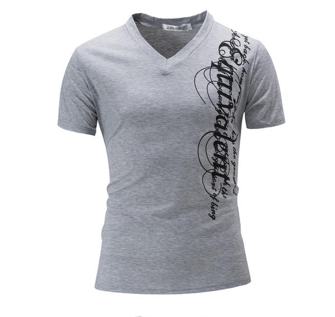 Men's  Printed V-neck Casual T-Shirt - Slim Fit