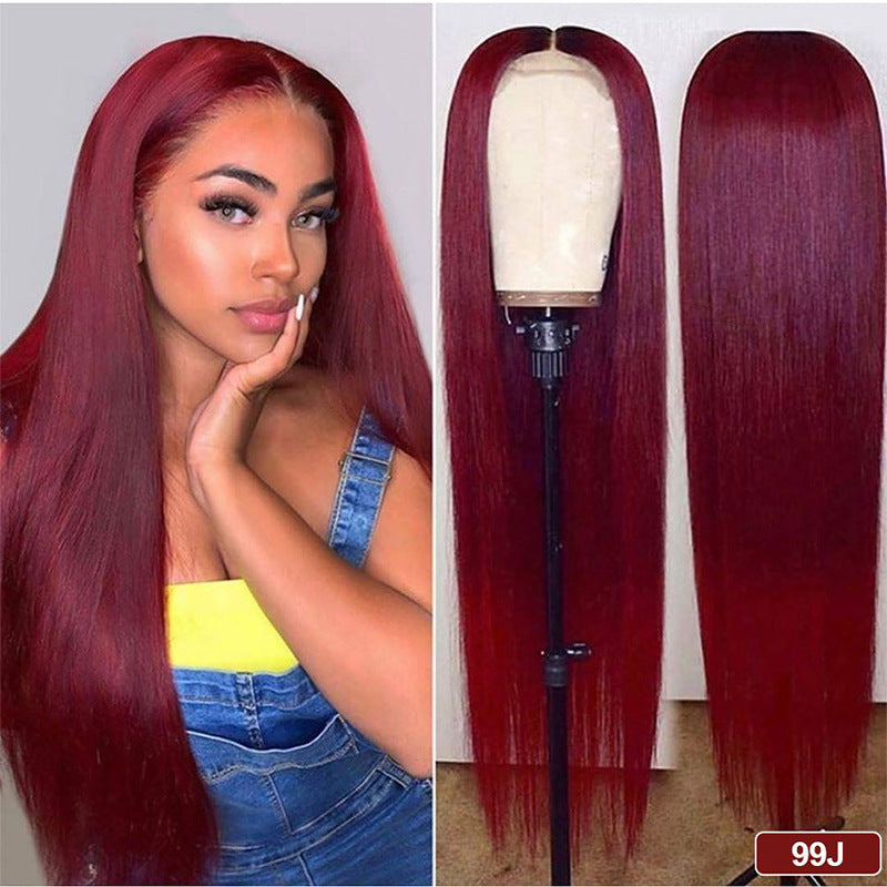 European and American wig real hair full headgear long straight hair front lace wig headgear 13X4 human hair wig