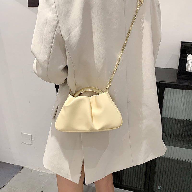 Ruched Purse with gold handles - Small
