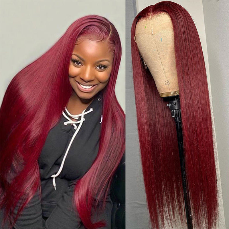 European and American wig real hair full headgear long straight hair front lace wig headgear 13X4 human hair wig