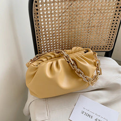 Ruched Purse with Gold Chain Strap