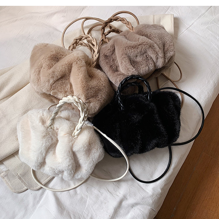 Furry Purse with braided straps