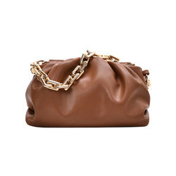 Ruched Purse with Gold Chain Strap