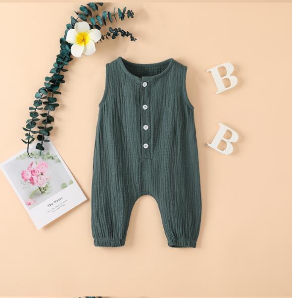 Summer cotton linen 7-color one-piece Khaki sleeveless