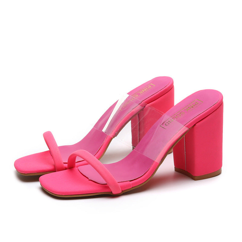 PVC Clear Block Heel Sandals