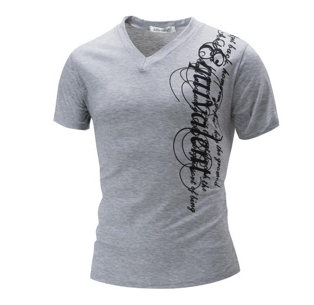 Men's  Printed V-neck Casual T-Shirt - Slim Fit