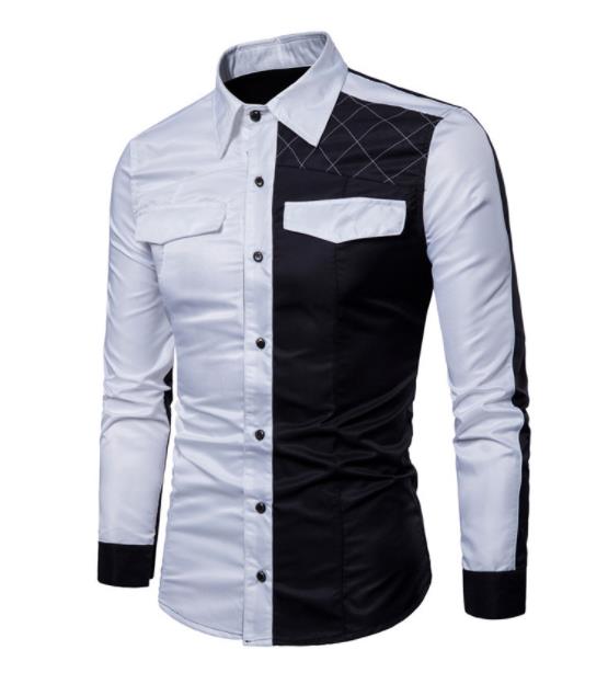 Men's Casual Color Block Shirt