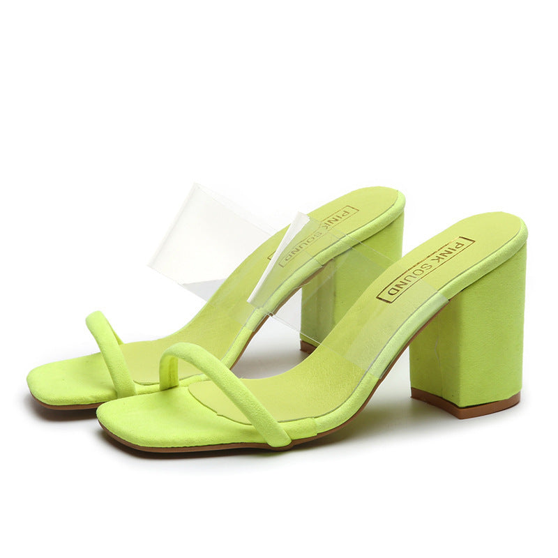 PVC Clear Block Heel Sandals