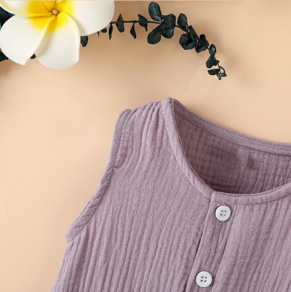 Summer cotton linen 7-color one-piece Khaki sleeveless