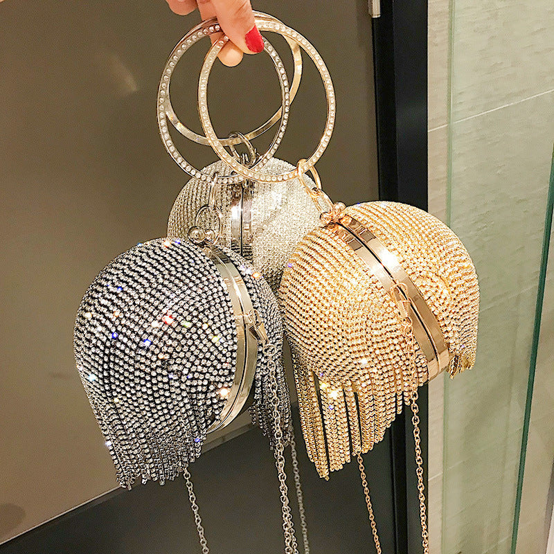 Tassel Rhinestone Ball Purse