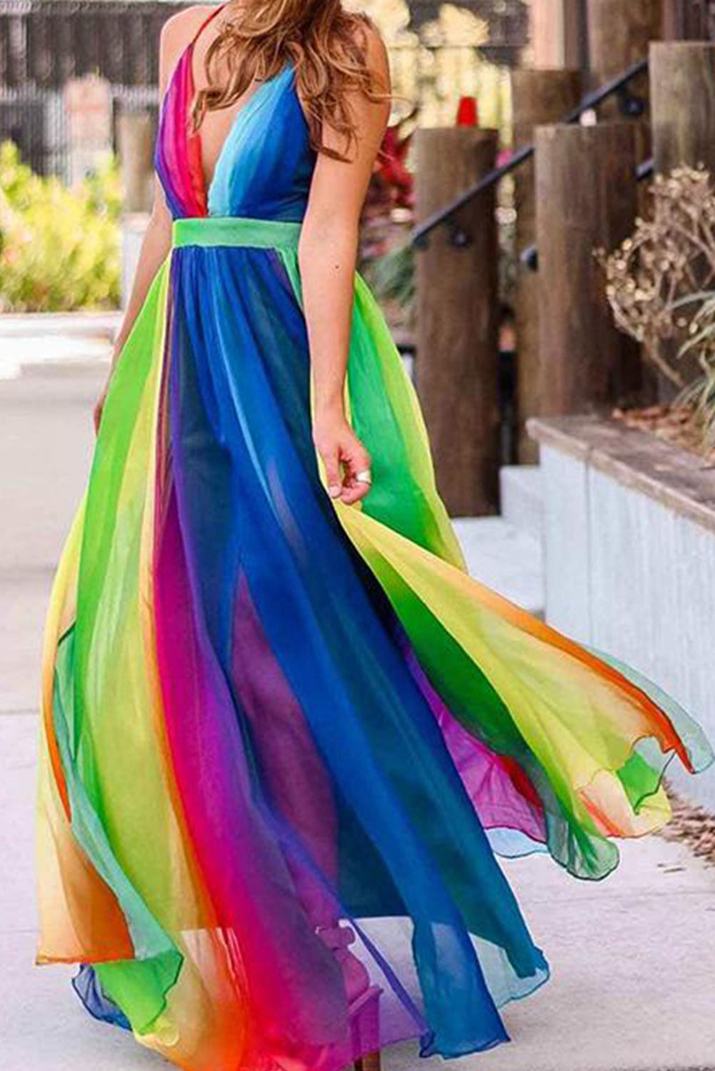 Multicolor Sugar Plum Striped Maxi Dress