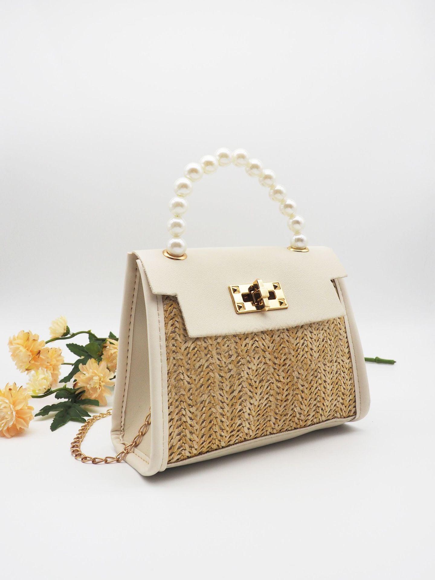 Straw Purse with Scarf Strap