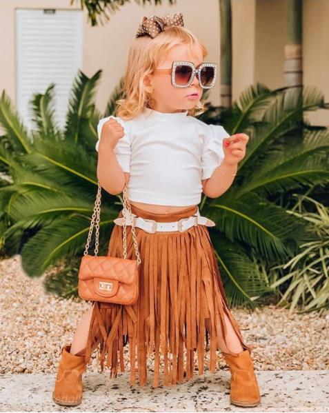 Ruched sleeves and fringed skirt