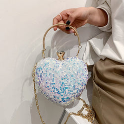Sequined heart-shaped handbags
