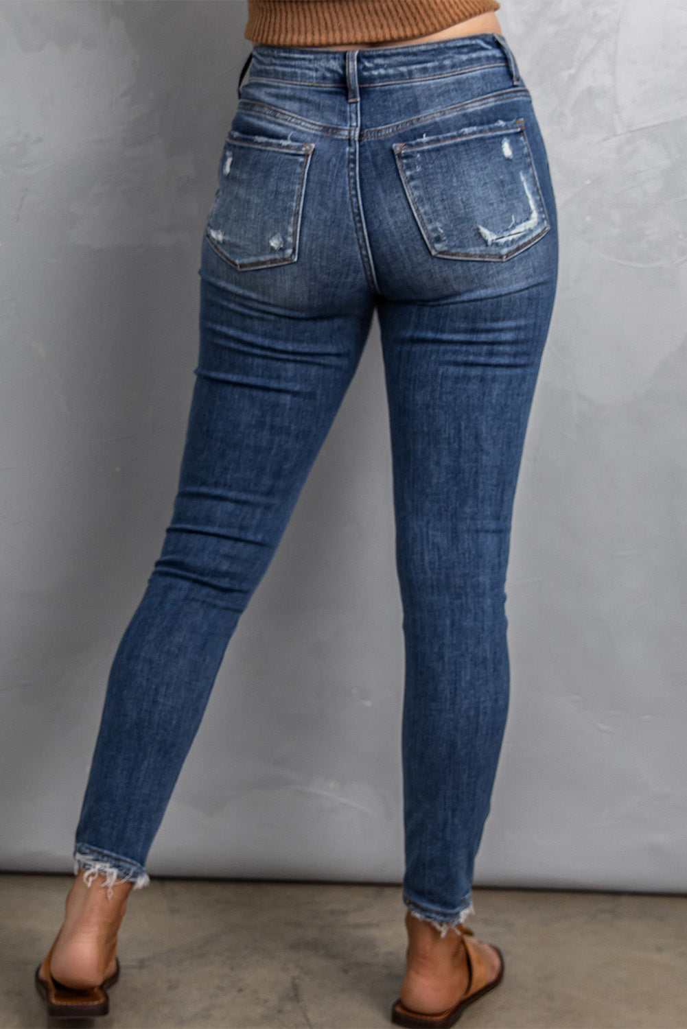 Distressed Skinny High Waist Jeans
