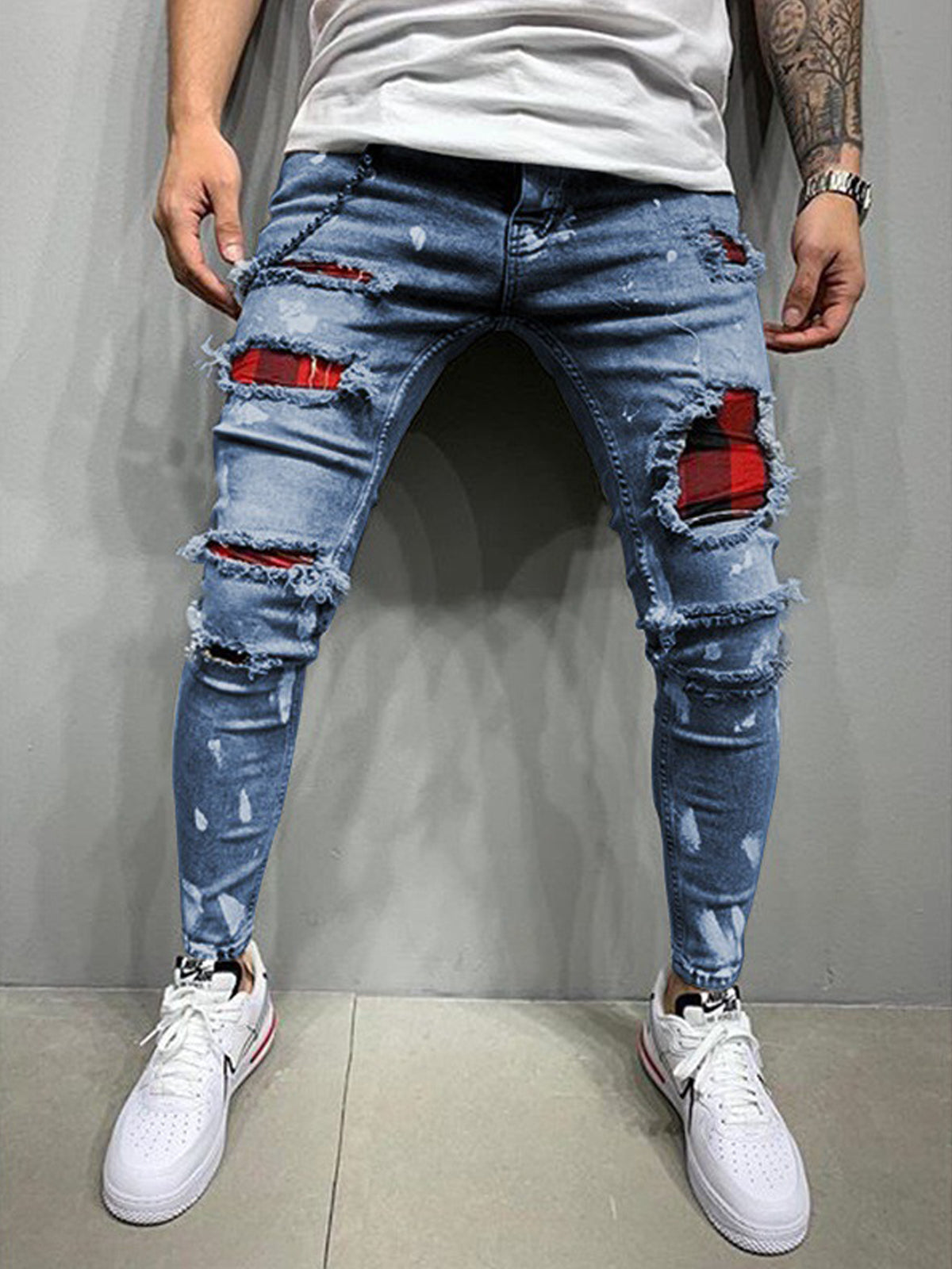 Slim-fit Paint Ripped Skinny Jeans