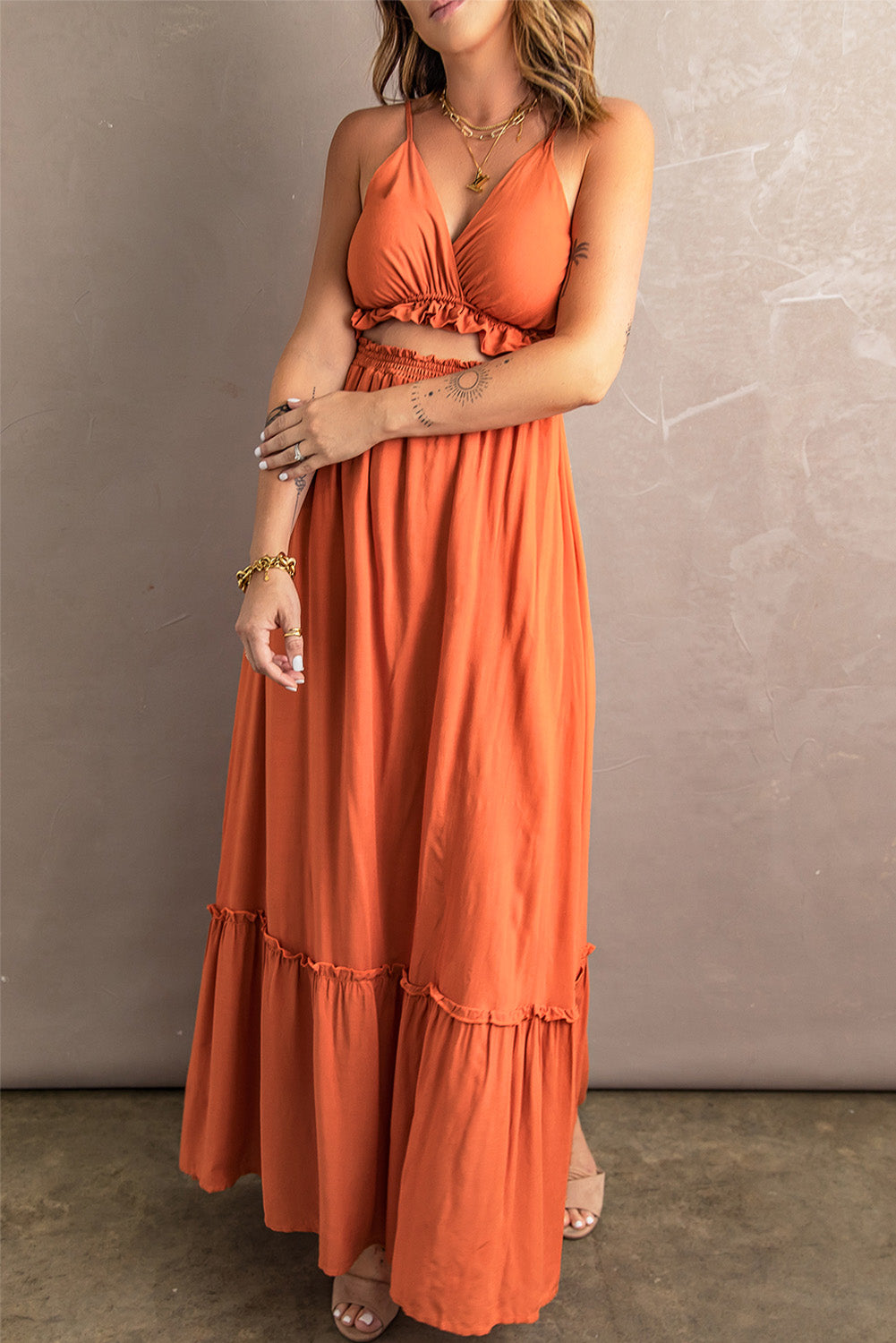 Ruffled Spaghetti Strap Dress