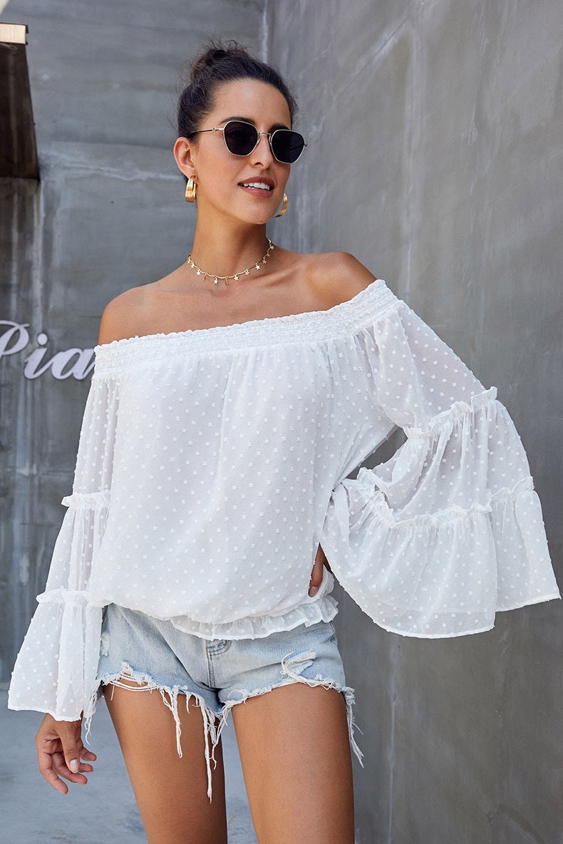 Flared Sleeved, Off-the-shoulder Loose Top