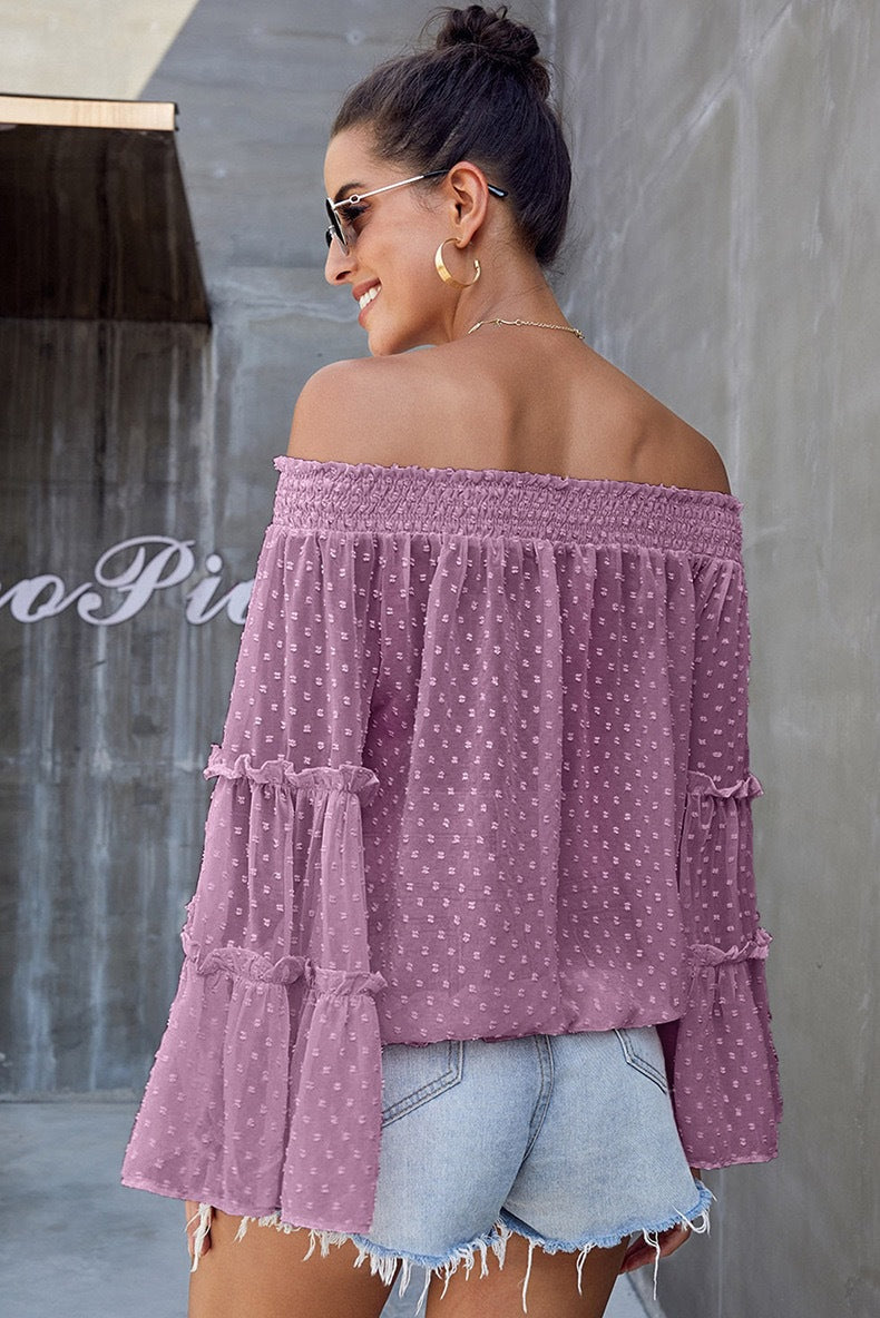 Flared Sleeved, Off-the-shoulder Loose Top
