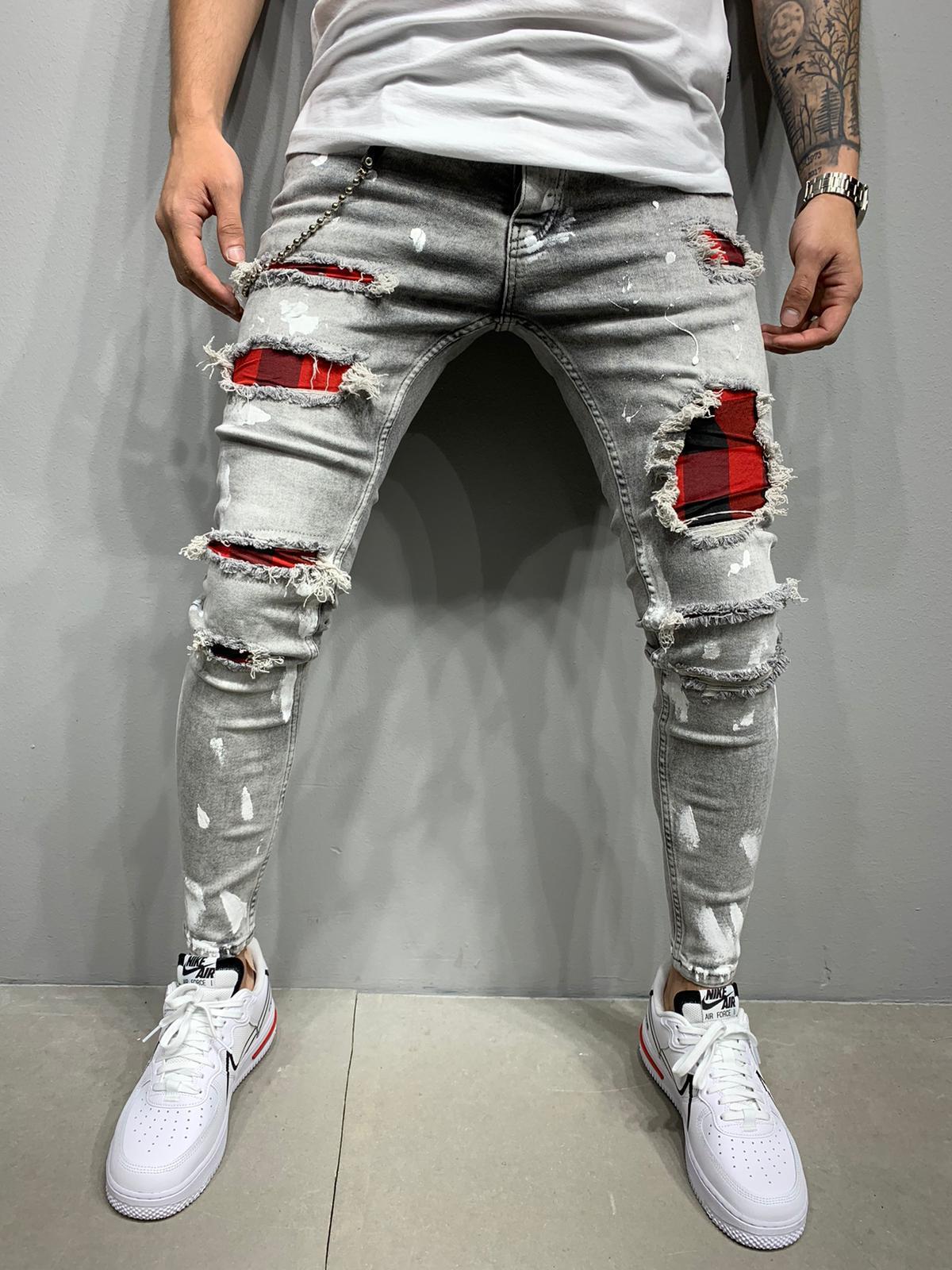 Slim-fit Paint Ripped Skinny Jeans