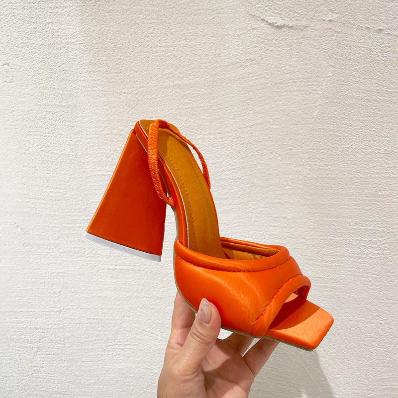 Open Toe Triangle Thick heel Shoes