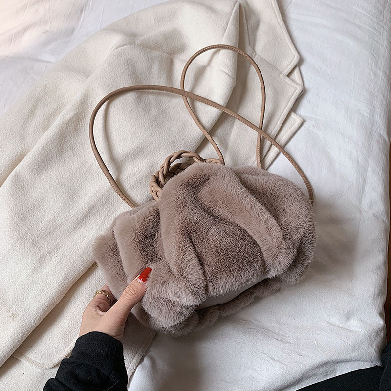 Furry Purse with braided straps