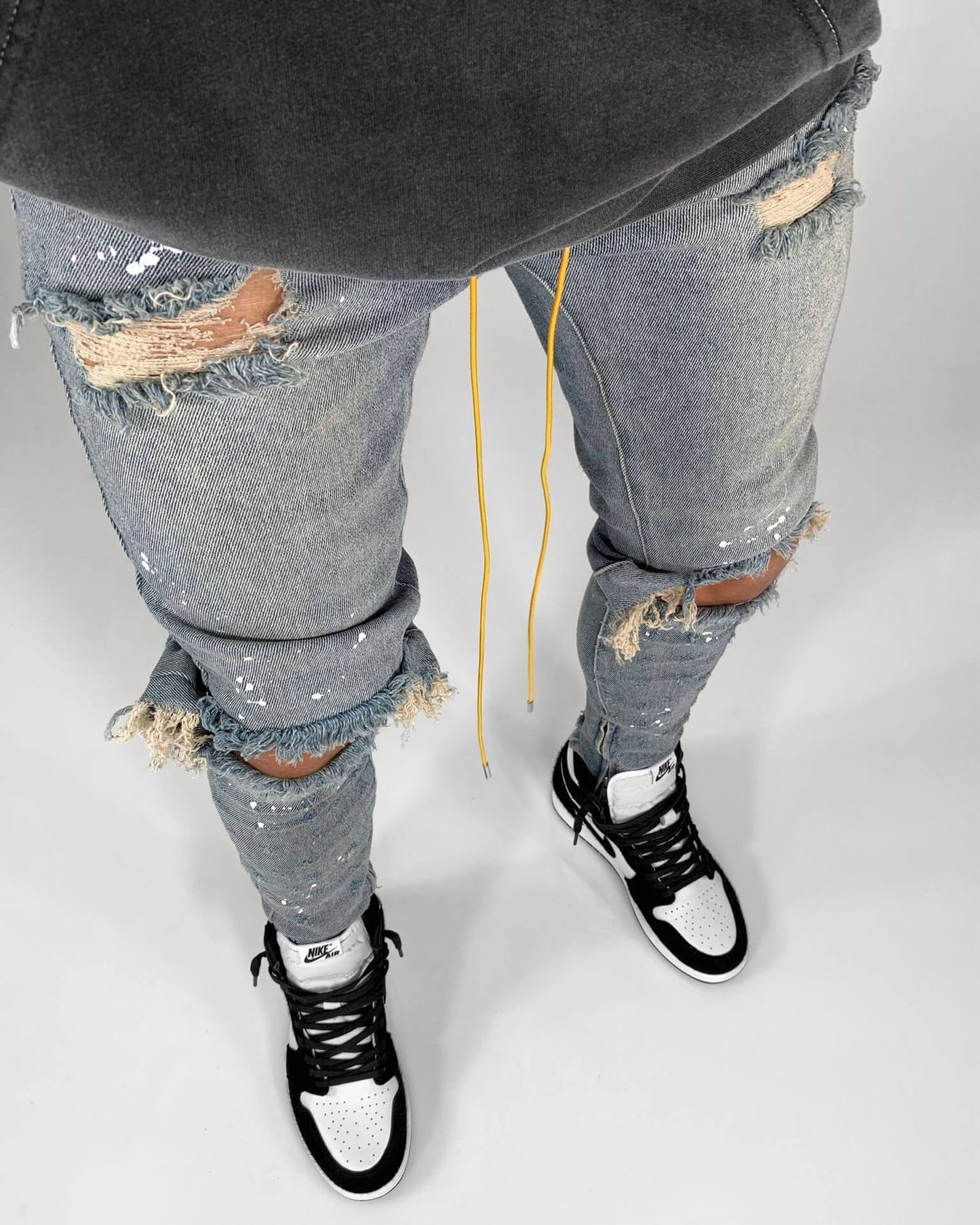 Men's Slim-fit Ripped Painted Skinny Jeans