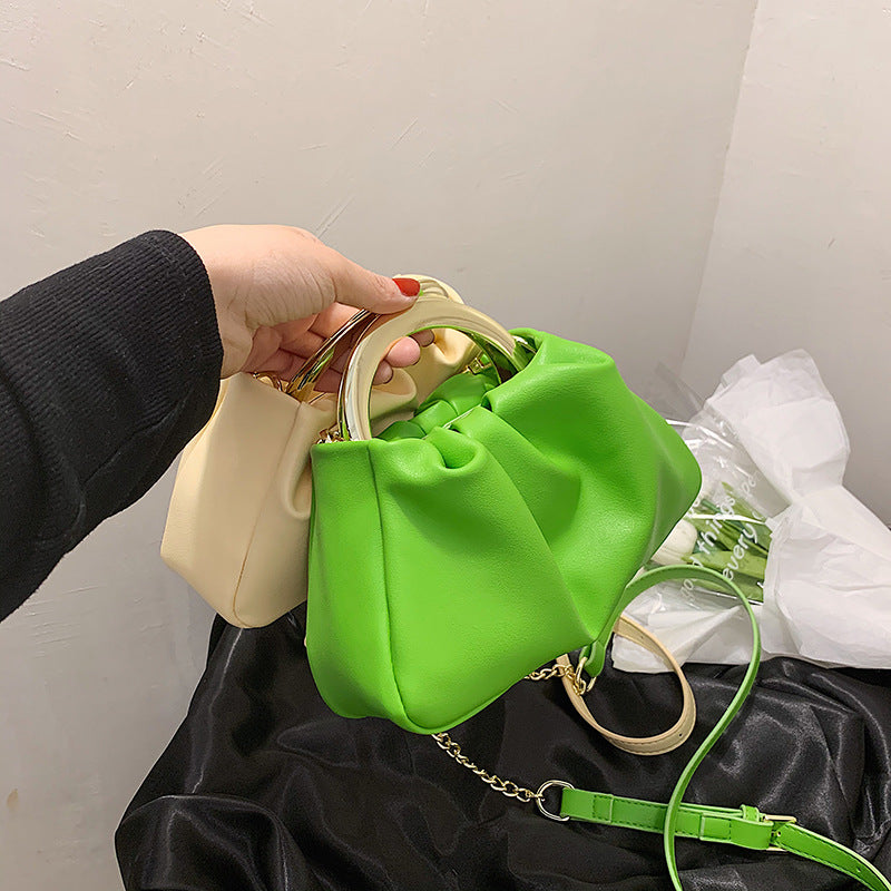 Ruched Purse with gold handles - Small