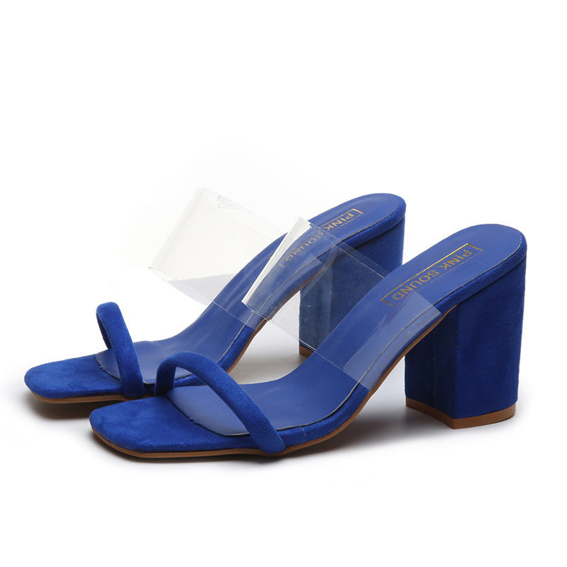 PVC Clear Block Heel Sandals