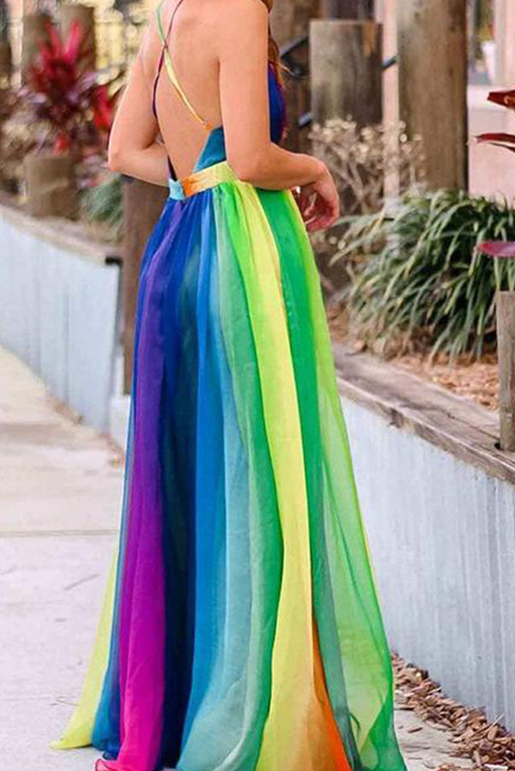 Multicolor Sugar Plum Striped Maxi Dress