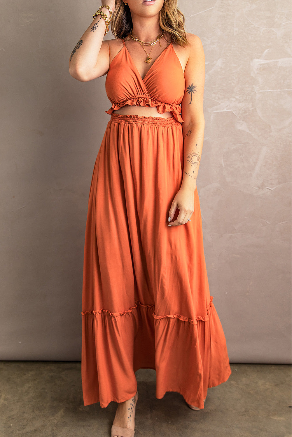 Ruffled Spaghetti Strap Dress