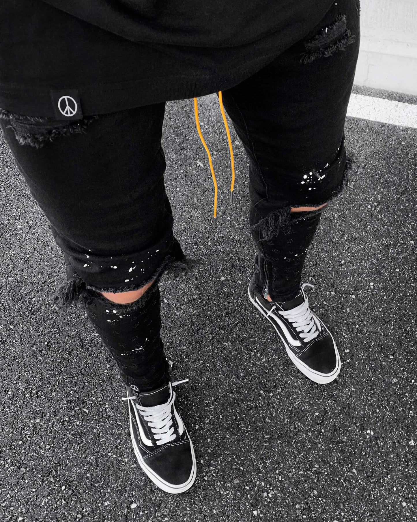 Men's Slim-fit Ripped Painted Skinny Jeans
