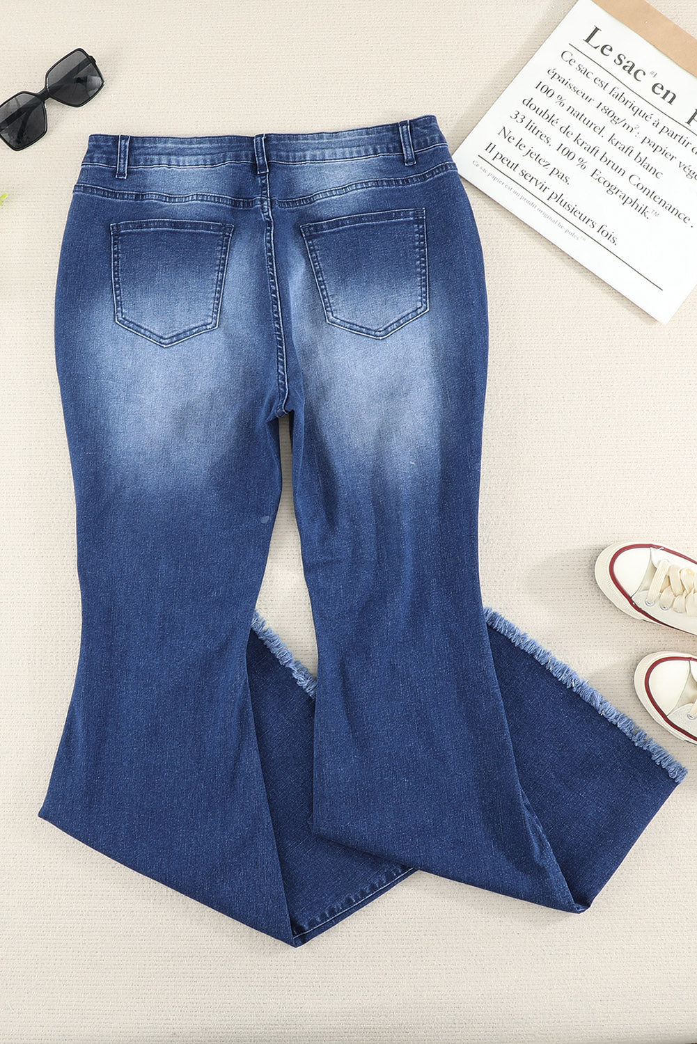 Plus Size Distressed Bell Bottom Jeans