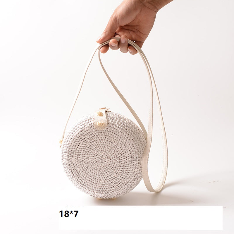 Handmade White PU Rattan Bag