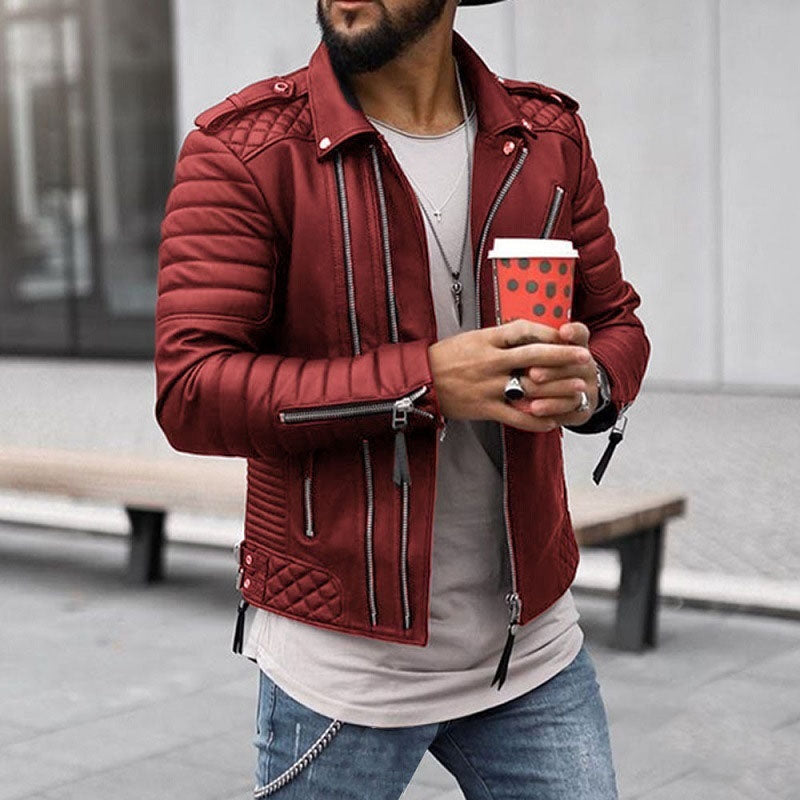 Padded Leather Motorcycle Jacket
