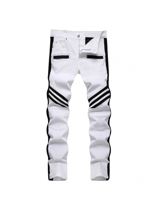 White Jeans With Stripes