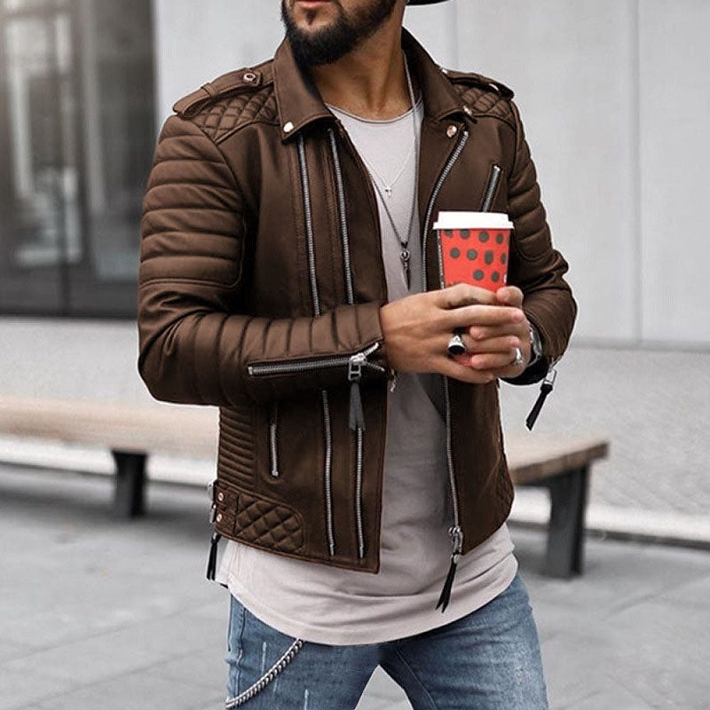 Padded Leather Motorcycle Jacket