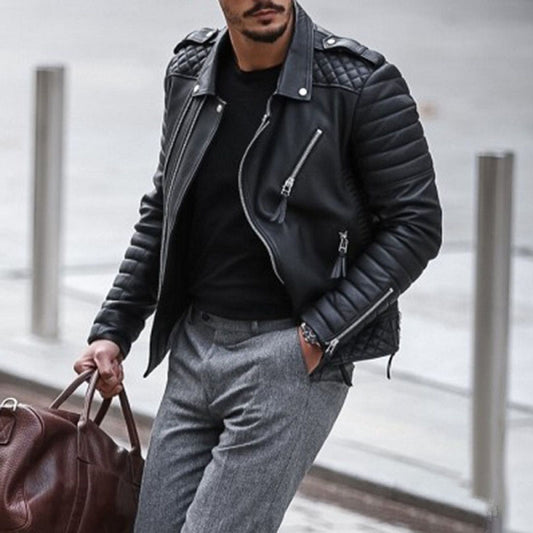 Padded Leather Motorcycle Jacket