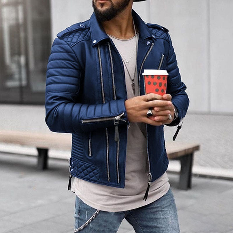 Padded Leather Motorcycle Jacket